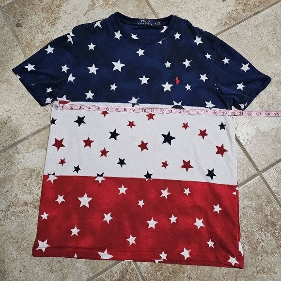 Polo Ralph Lauren USA Stars Tee M Flag Shirt Red White Blue Rare Patriotic Y2K - Picture 5 of 6